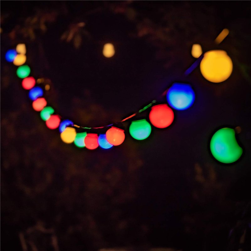 LED Guirlande lumineuse multicolores de 9,5 m avec 20 balles pour intérieur extérieur Décoration pour Guinguettes, Fêtes, Annive