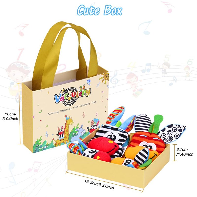 Image secondaire de Bébé Poignet et Chaussettes Hochet Animaux Ensemble Jouets et Cadeau de Développement Sensoriel et Eveil pour Infantino Nouveau-
