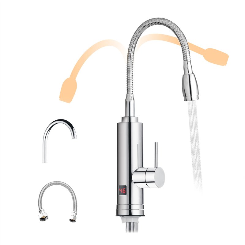 HOGART Robinet Électrique Сhauffe-Eau Instantané 230 V pour Cuisine, Jardin, Salle de bain, Caravane, Camping, 2 embouts, Robine
