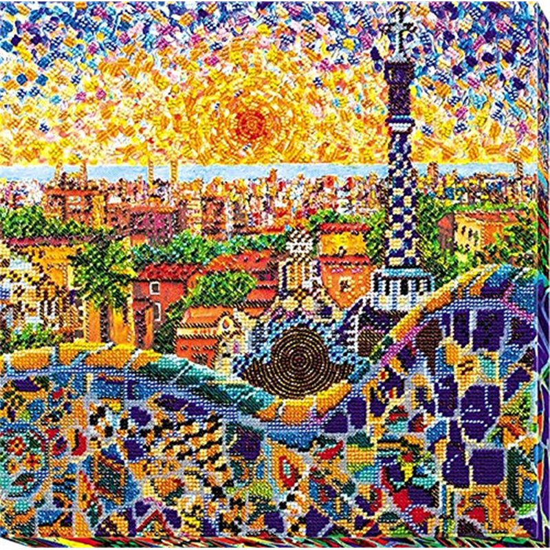 Abris Art AB-610 Kit de broderie au point de perles en coton, multicolore, 31 x 19 cm