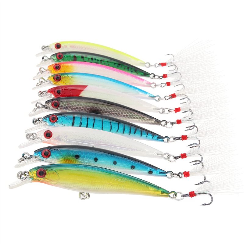 Image secondaire de OriGlam Lot de 10 leurres de pêches artificielles en plastique à aspect réaliste pour pêche au bar