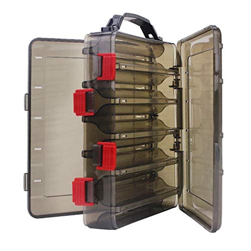 OriGlam Boîte de rangement pour leurres de pêche, plateaux de rangement pour articles de pêche, double face, 10 compartiments