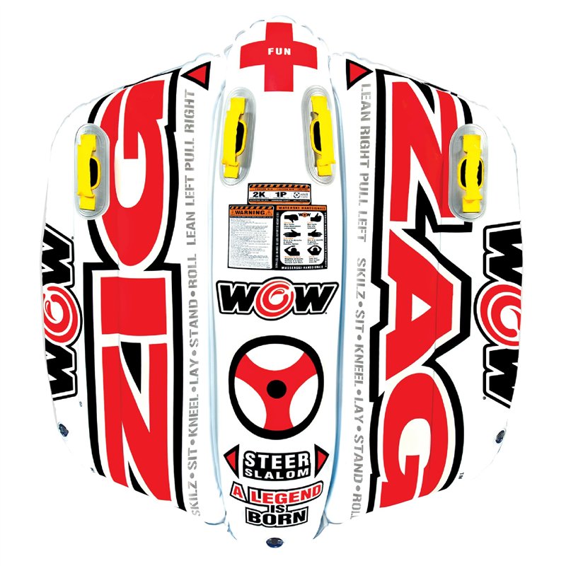 WOW World of Watersports Tube Gonflable en Zigzag pour 1 ou 2 Personnes pour Bateau, 12-1050, Multicolore, 152,4 x 137,2 cm