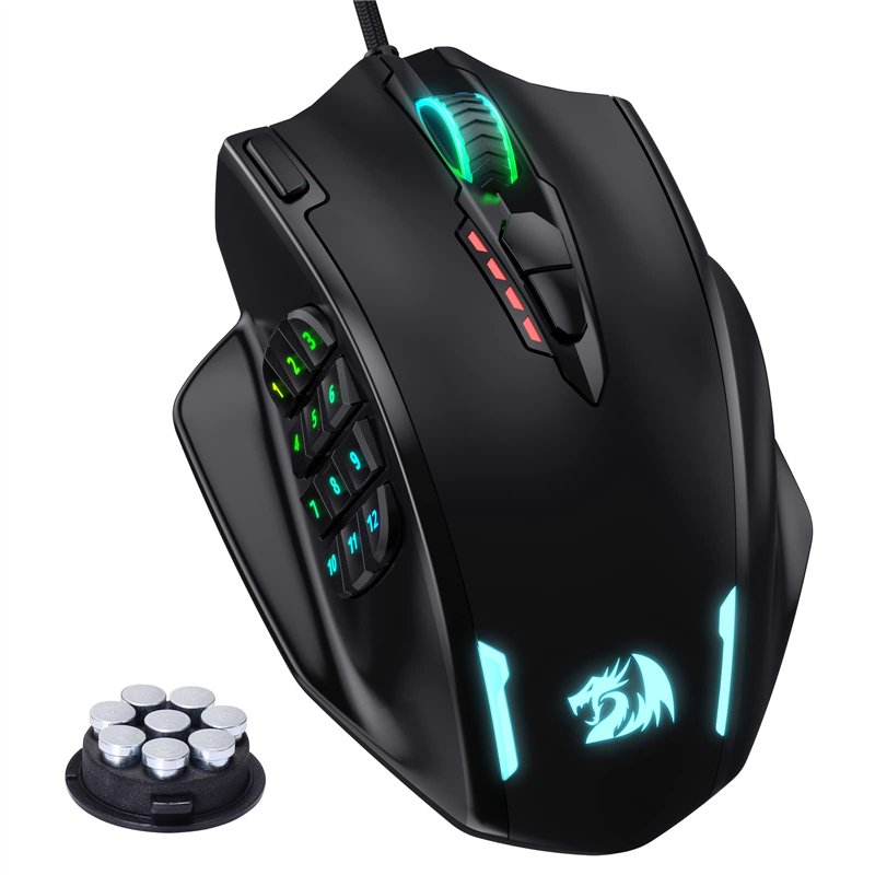 Redragon M908 Impact RGB LED MMO Mouse avec Boutons latéraux Souris de Jeu Filaire Laser avec 12,400 DPI, Haute précision, 19 Bo