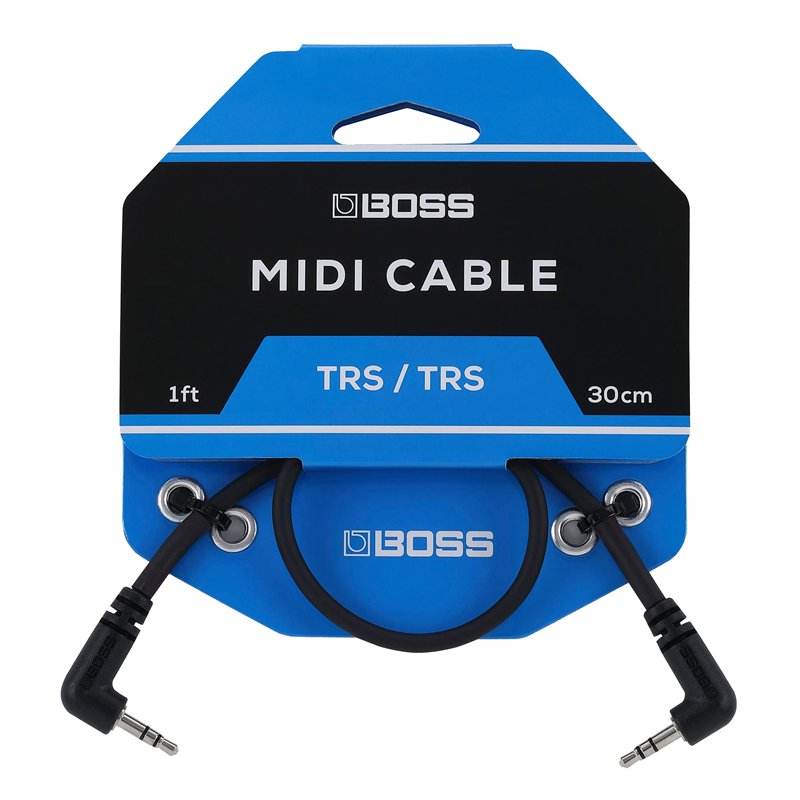 BOSS BCC-1-3535 30 cm – Câble TRS MIDI 3,5 mm compact – procure une connexion premium grâce à des connecteurs coudés TRS MIDI 3,
