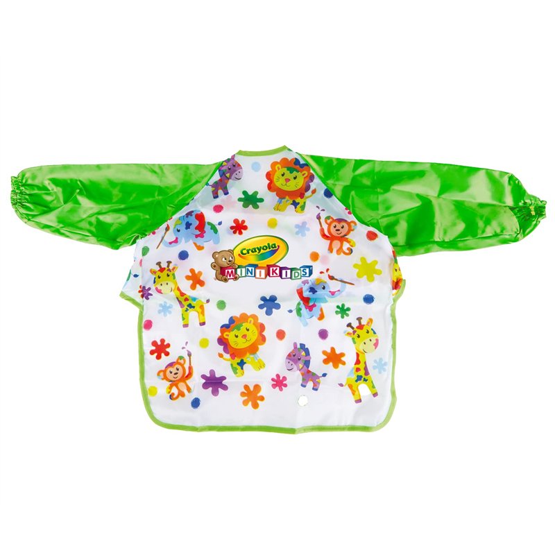 CRAYOLA Mini Kids Tablier de protection à manches longues, âge 12 mois, poids jusqu'à 17 kg, pour la maternelle et les loisirs,