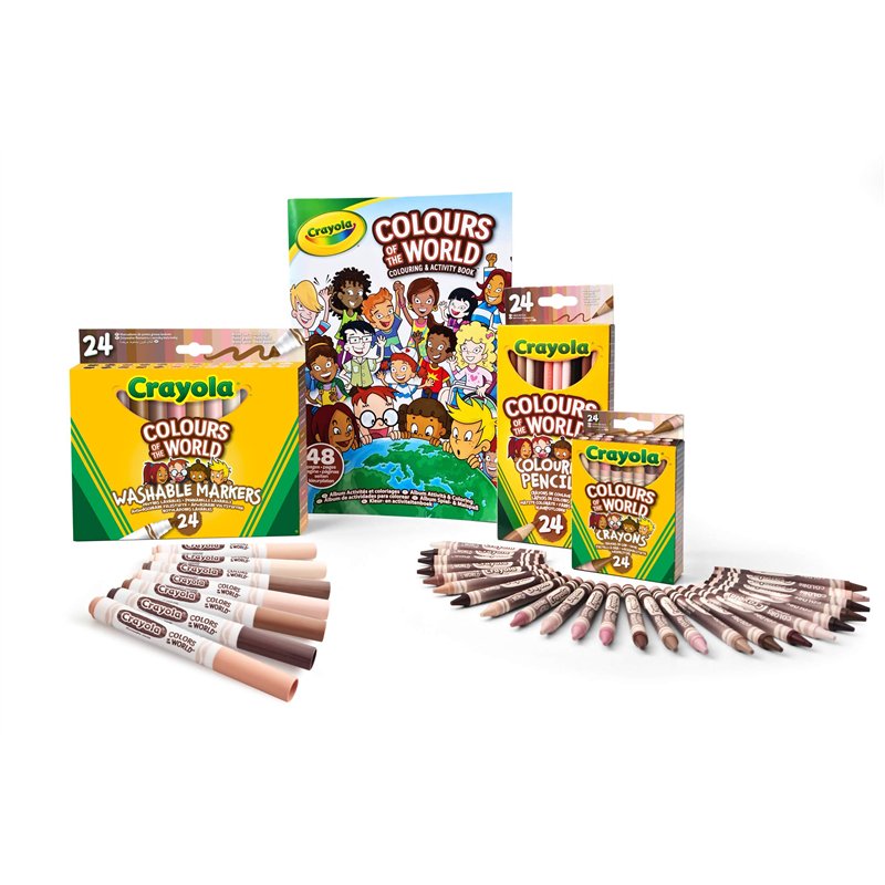 CRAYOLA Colours of the World - Kit de 24 crayons de cire, 24 feutres, 24 crayons multiculturels et 1 album