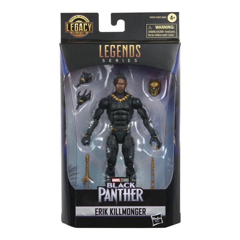 Image secondaire de Marvel Hasbro Legends Series Black Panther Legacy Collection, Figurine de Collection Killmonger de 15 cm et 5 Accessoires F5973