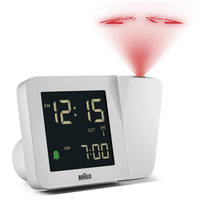 Braun Réveil avec Projection numérique Radio-piloté pour Le Fuseau horaire d’Europe Centrale (DCF) avec 4 Options de rétroéclair