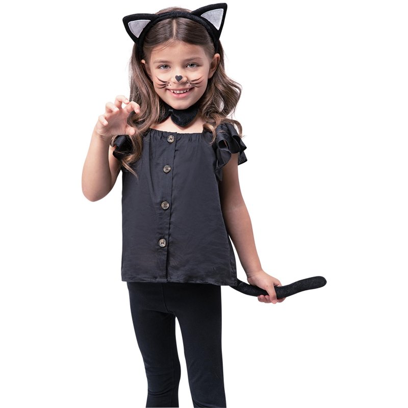 Smiffys Panoplie chat pour enfant, noire, avec oreilles, queue et nœud papillon