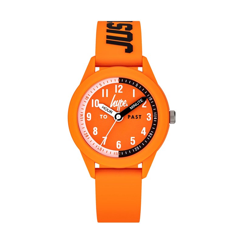 hype Montre À Bracelet Enfant Orange Silicone Noir Imprimé Time Teacher Cadran