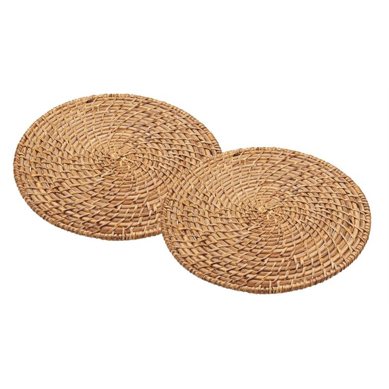 Artesà Set de table en bambou et rotin, marron, 28 cm, lot de 2