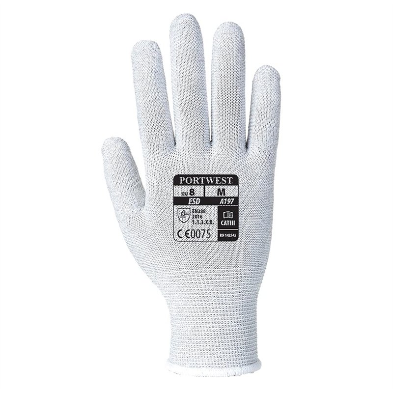 Image secondaire de Portwest Gant Antistatique, Couleur: Gris, Taille: M, A197GRRM