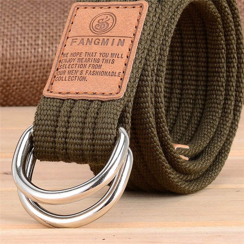Image secondaire de Zonfer Militaire Unisexe Ceinture en Toile Style Double D-Ring Boucle Casual Respirant Ceinture en Toile pour Homme Femme