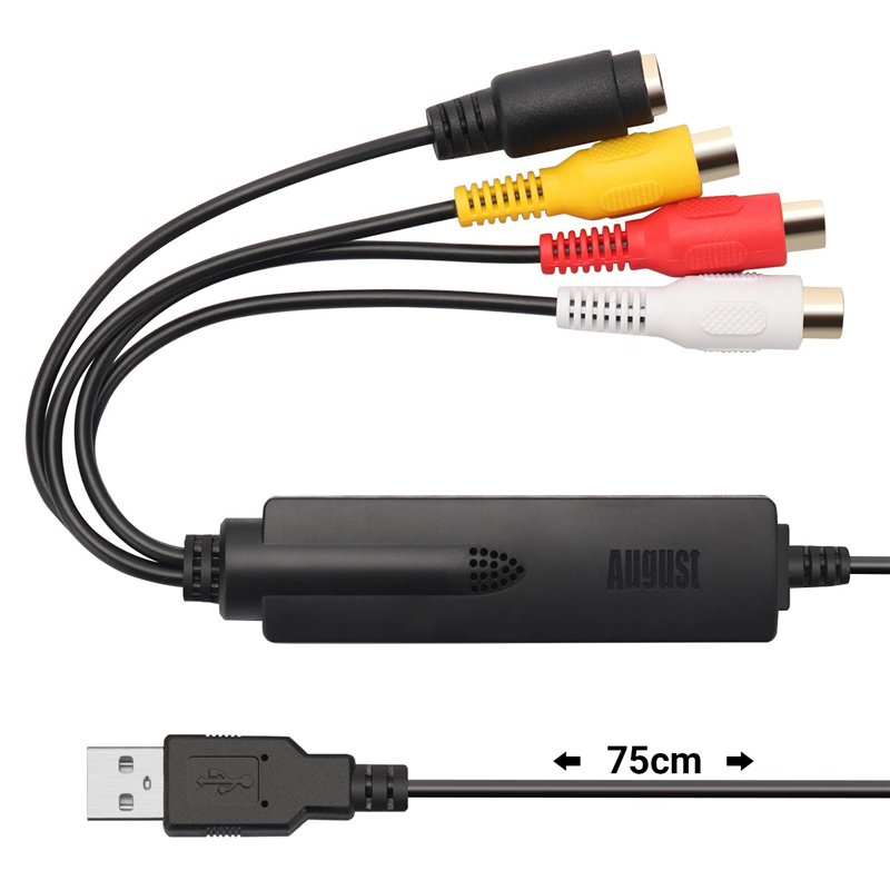Convertisseur Video Audio Analogique Numérique USB – August VGB350 – Transférer VHS mini DV Hi8 DVD K7 sur PC, SECAM / PAL, Logi