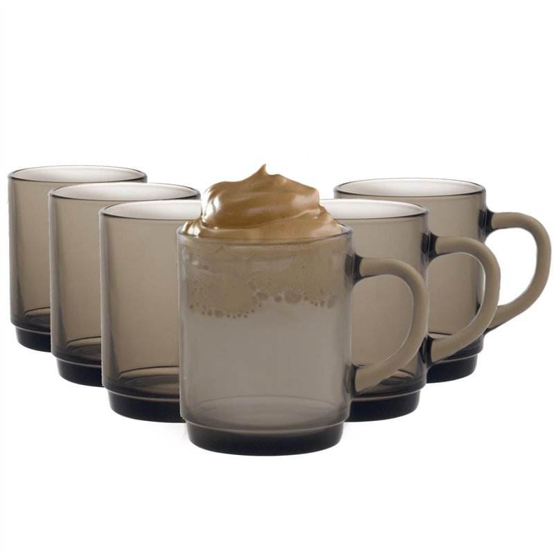 Duralex Tasses è cafè en verre Versailles - Tasses 260 ml pour thè, boissons chaudes - Fumèe - Paquet de 12