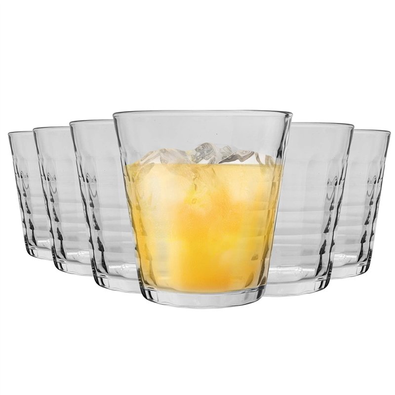 Duralex Verres à Boire Prisme - Gobelets 275 ML pour Eau, jus - Transparent - Paquet de 12