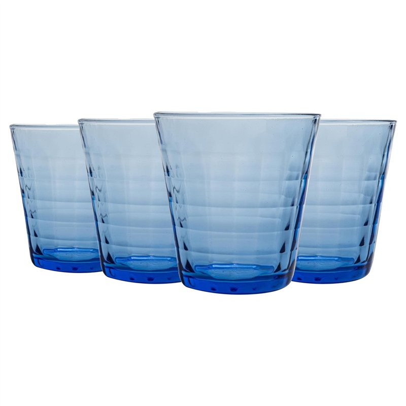 Duralex Verres à Boire Prisme - Gobelets 275 ML pour Eau, jus - Bleu - Paquet de 8