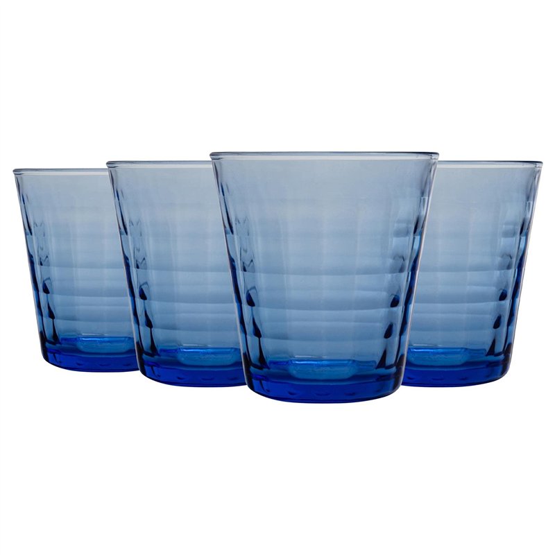 Duralex Verres à Boire Prisme - Gobelets 220 ML pour Eau, jus - Bleu - Paquet de 8