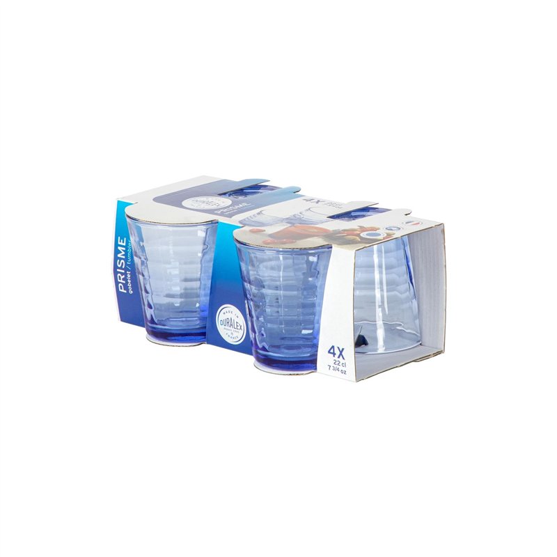 Image secondaire de Duralex Verres à Boire Prisme - Gobelets 220 ML pour Eau, jus - Bleu - Paquet de 8