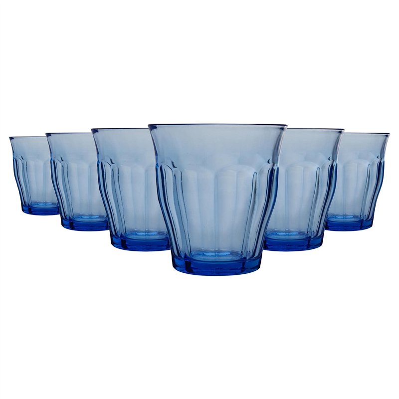 Duralex Verres à Boire Picardie - Gobelets 220 ML pour Eau, jus - Bleu - Paquet de 12
