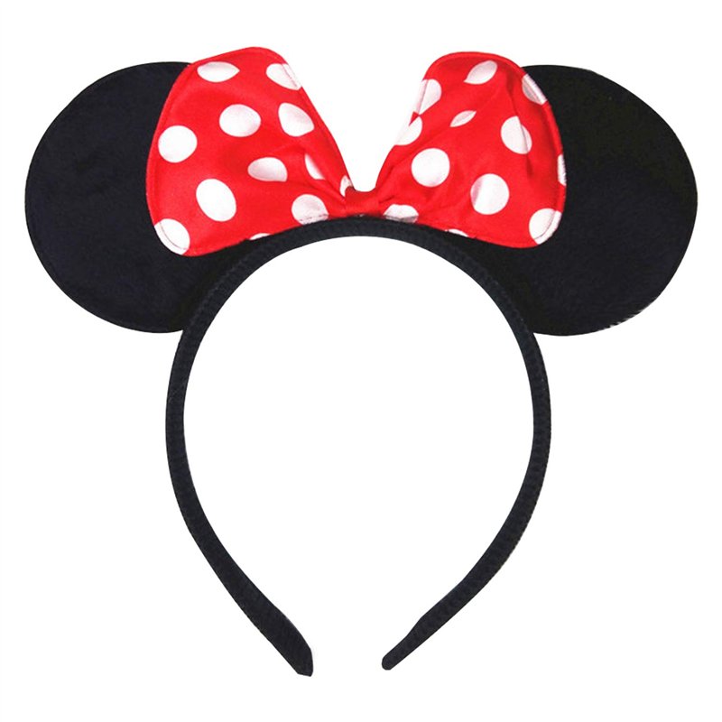 Oreilles de Souris de Bande Dessinée sur Bandeau avec Noeud en Satin Rouge à Pois Blancs - Accessoire Bandeau pour Costume de Dé