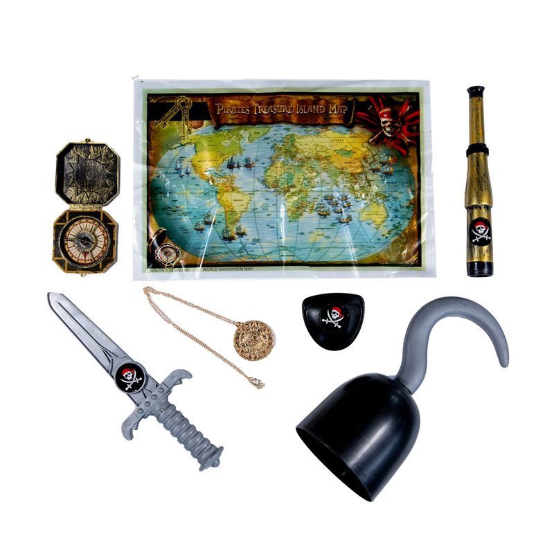 TRIXES Déguisement Accessoires pour Enfant du Parfait Petit Pirate avec Un Crochet, Une dague, Une Boussole, Une Carte au trésor