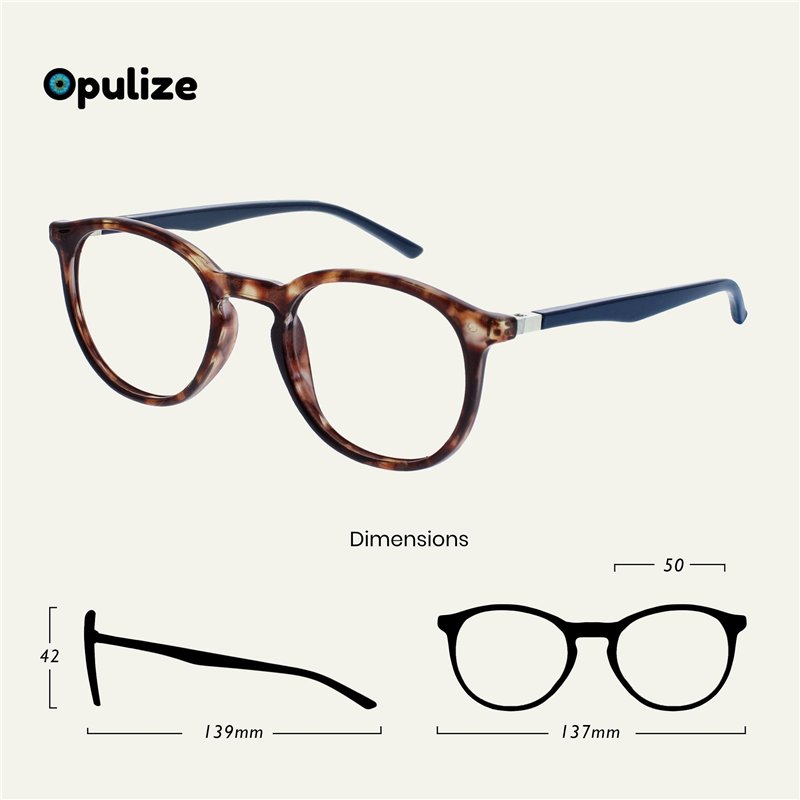 Image secondaire de OPULIZE Met Lunettes Anti-Lumière Bleue Monture Ronde et Mince Charnières à Ressort Améliore le Sommeil Jeux Ordinateur Écailles