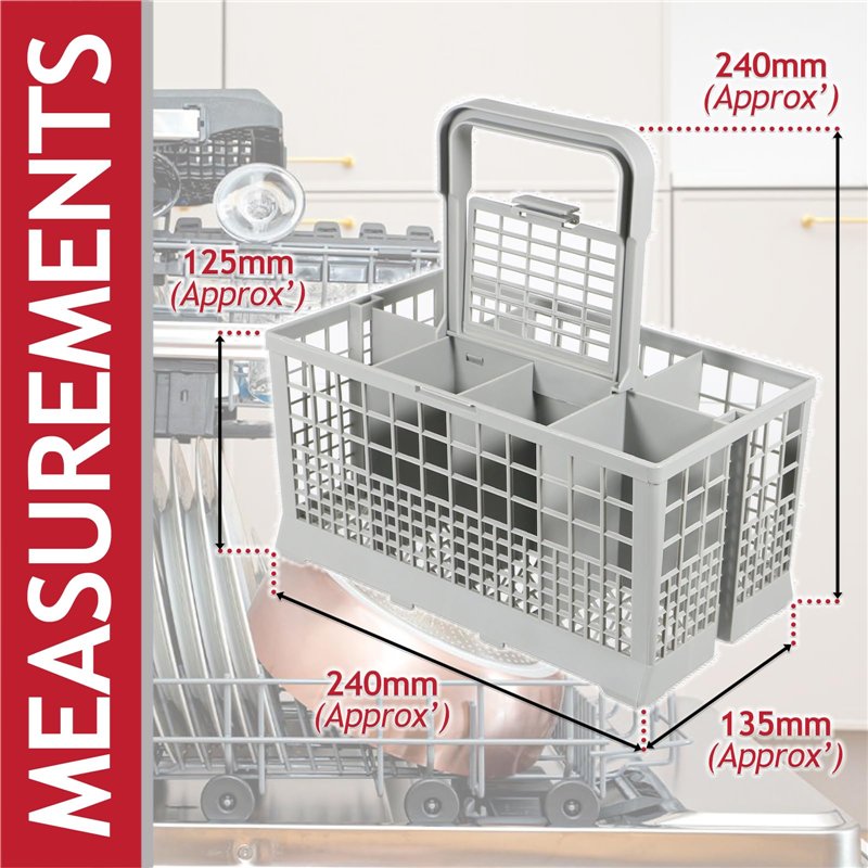 Image secondaire de SPARES2GO Couverts Panier Cage compatible avec AEG Lave-Vaisselle (Poignée Amovible, 240 mm x 135 mm x 125 mm)