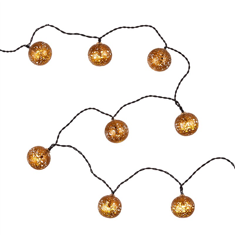 Image secondaire de Lights4fun Guirlande Lumineuse de 16 Boules Solaires Bronzes à LED Blanc Chaud pour Extérieur