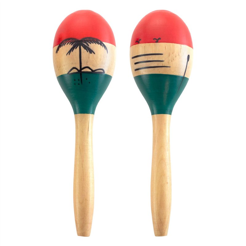 Image secondaire de World Rhythm Maracas en bois peint à la main naturel - Instrument de percussion pour enfants, petite taille