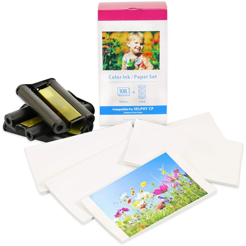 Image secondaire de Cartouche d'encre + Papier KP-108IN, 3 cassettes & 108 feuilles de papier photo format carte postale compatible pour Canon Selph