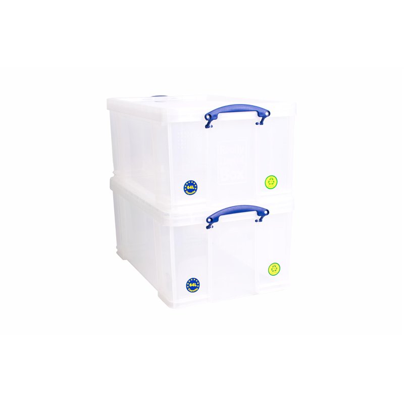 Really Useful Box Lot de 2 boîtes de rangement transparentes de 64 l - 710 x 440 x 310 mm