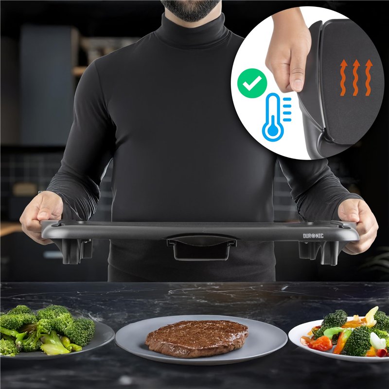 Image secondaire de Duronic GP20 Plancha électrique antiadhésive XL 6 à 8 personnes 2000W 52 x 27 cm avec thermostat et bac à jus amovible Cuisson s