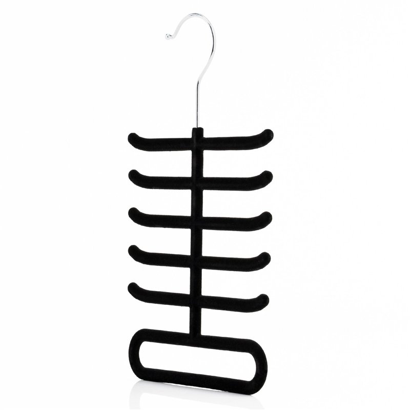 HANGERWORLD Porte-cravates floqué noir et organiseur de ceinture antidérapant en métal