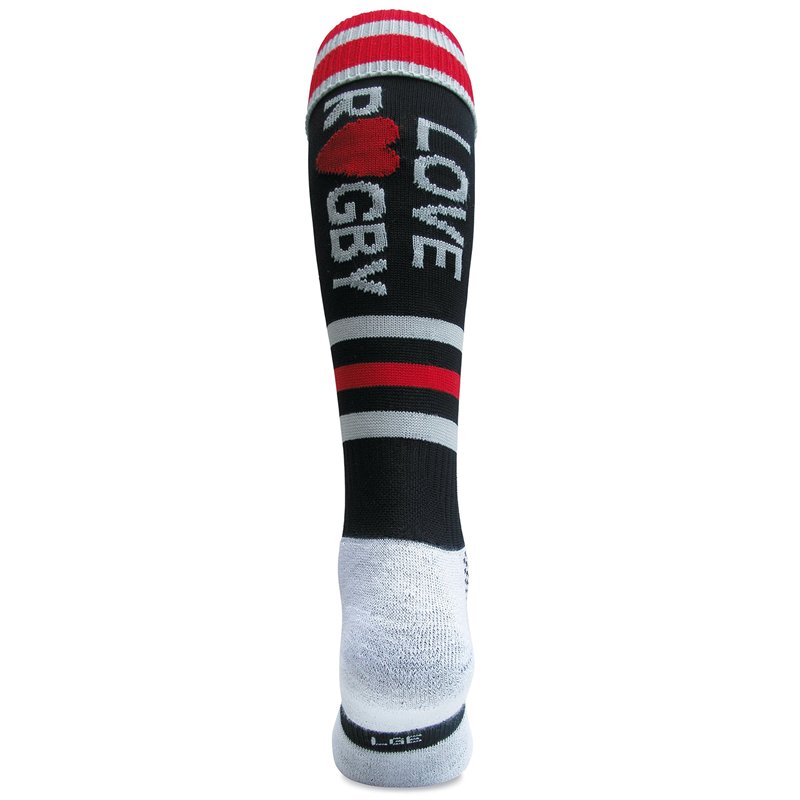 Wacky Sox Chaussettes de sport Rugby amour noir rouge et gris argenté Adult Shoe Size 11-14
