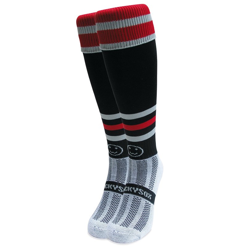 Image secondaire de Wacky Sox Chaussettes de sport Rugby amour noir rouge et gris argenté Adult Shoe Size 11-14
