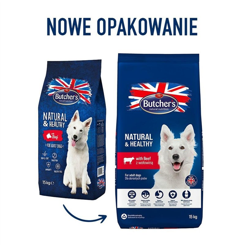 Image secondaire de Butcher's Natural&Healthy Dry Dog Food Beef 15 kg
