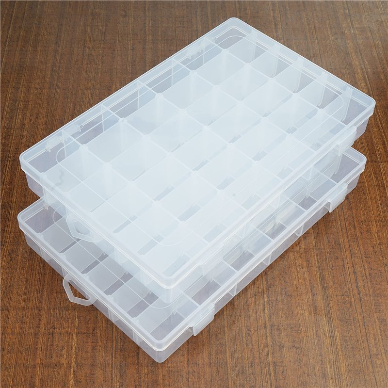 Image secondaire de BELLE VOUS Lot de 2 Boite Compartiment Plastique Transparent - 27,3 x 17,6 x 4,3 cm - Boite Plastique Rangement avec 36 Comparti