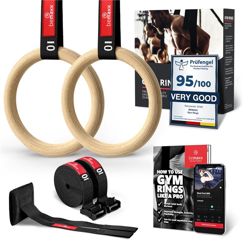 BeMaxx Anneaux de Gymnastique en Bois