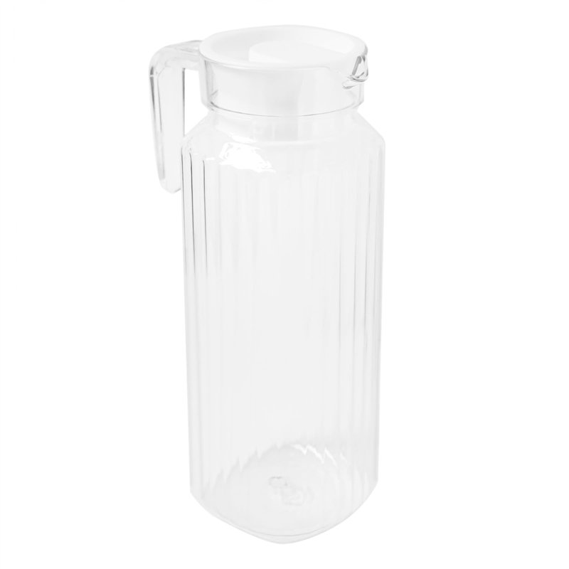 Image secondaire de GOLDBEARUK Carafe carrée en plastique avec couvercle pour réfrigérateur - Carafe de 1,1 l