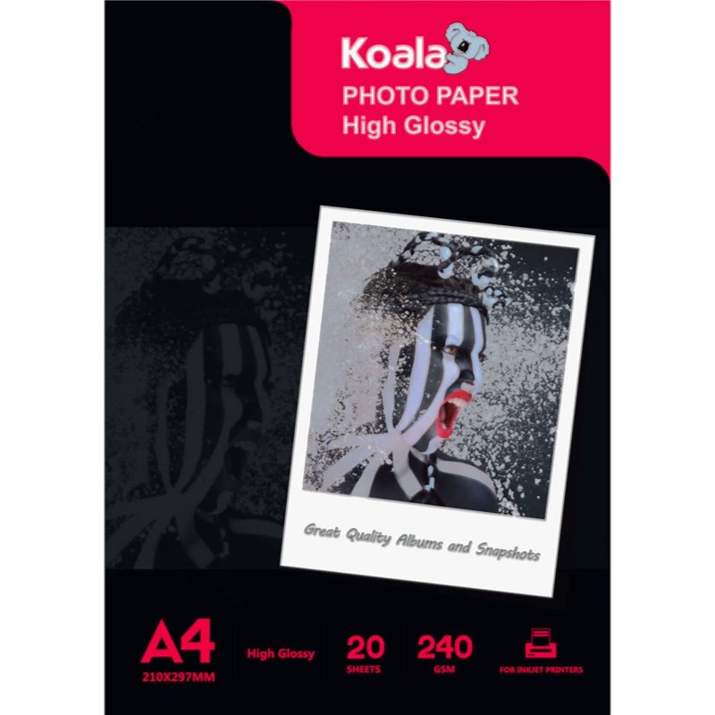 KOALA Poids lourd haute Jet d'encre brillant papier photo pour Canon HP Epson imprimante jet d'encre, A4, 210x297 mm, 240 g/m²,