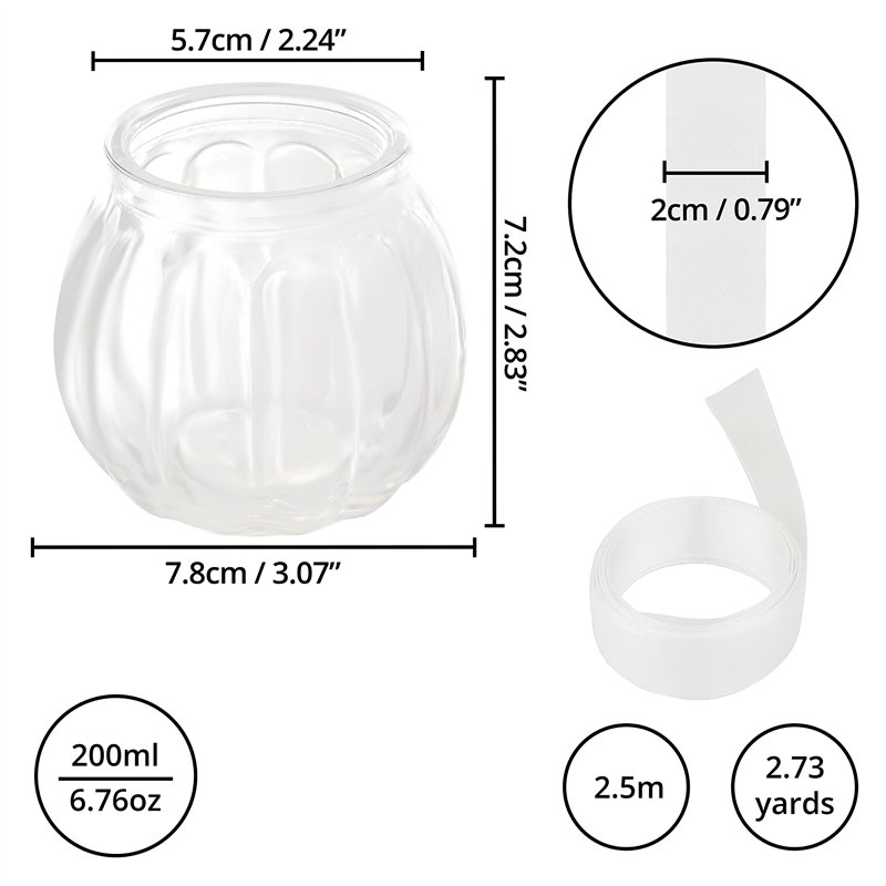 Image secondaire de Belle Vous Photophore Verre Transparent pour Bougies Chauffe-Plat avec Ruban Blanc (Lot de 12) - Bougeoir Mariage, Fêtes, Décora