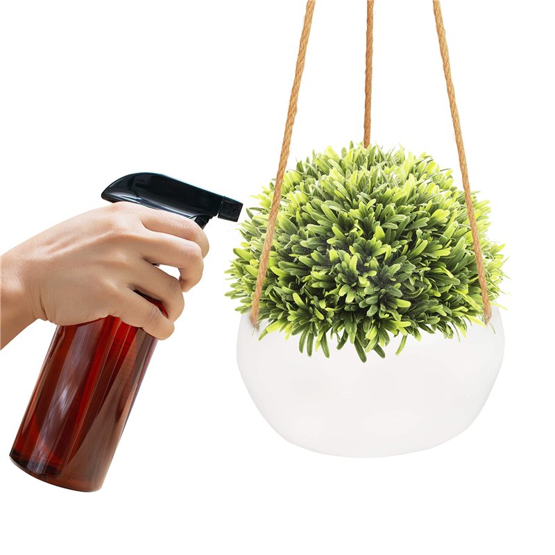 Image secondaire de BELLE VOUS Jardiniere Suspendue en Céramique Blanche pour Intérieur/Extérieur - 69 cm - Pot Suspendu Plante Macrame - Corde avec