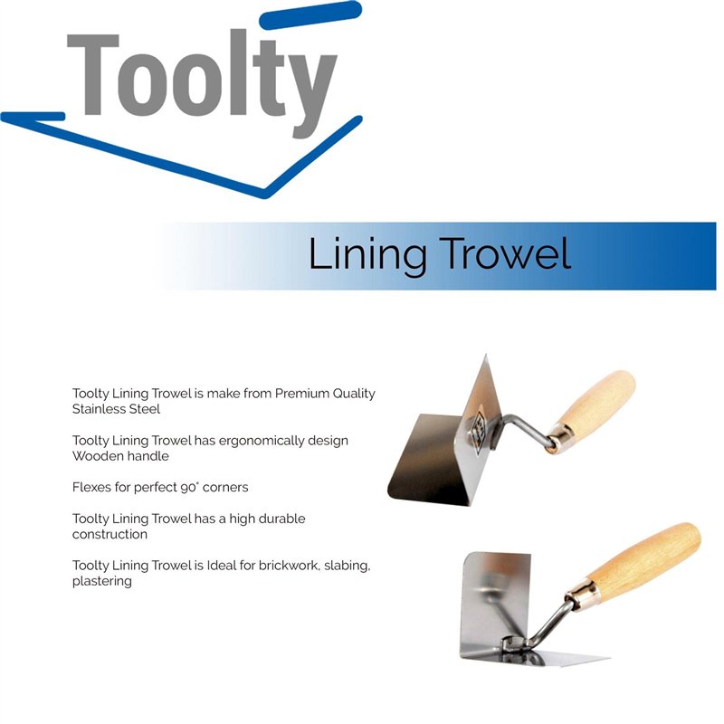 Image secondaire de Toolty Truelle de plâtrage en acier inoxydable avec manche en bois pour briques, dallage, plâtrage - 120 x 75 mm - TLTY-0805