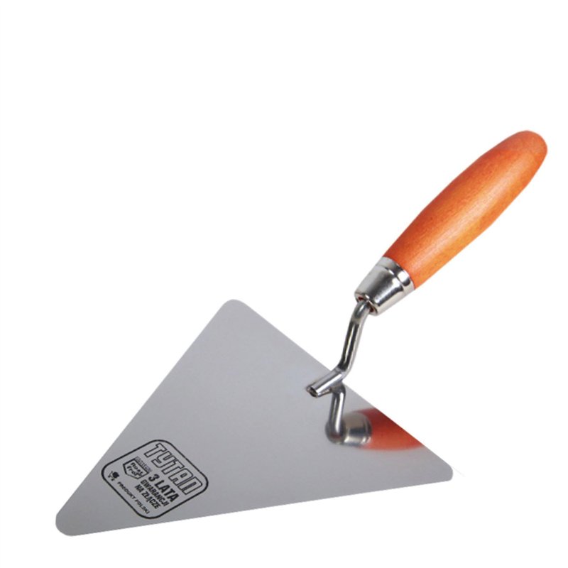 Toolty Truelle à briques triangulaire en acier inoxydable « Tytan » – 200 mm – Poignée en bois – pour briques, dallage, plâtrage