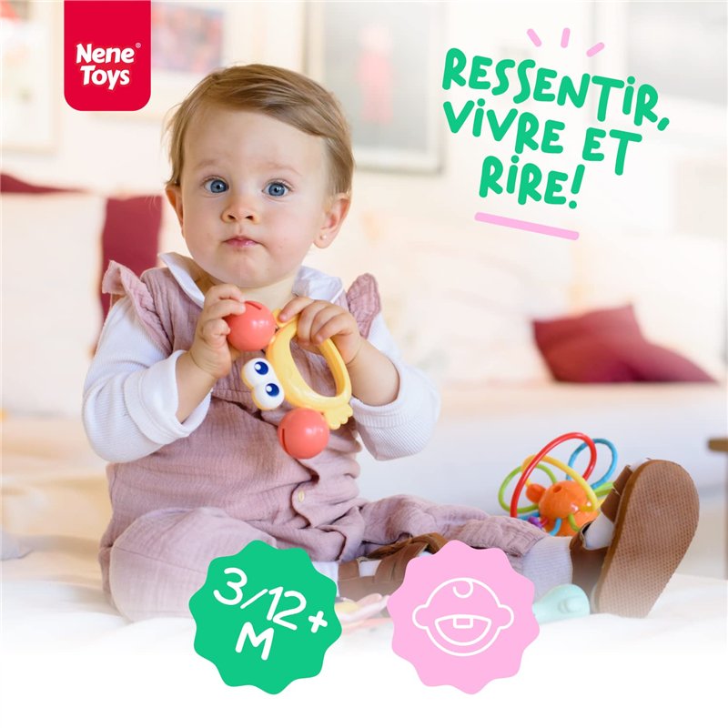 Image secondaire de Nene Toys Set de 7 Hochets et Jouets de Dentition Colorés pour Nouveau-nés – 1 Anneau de Dentition Qualité Premium et 6 Animaux