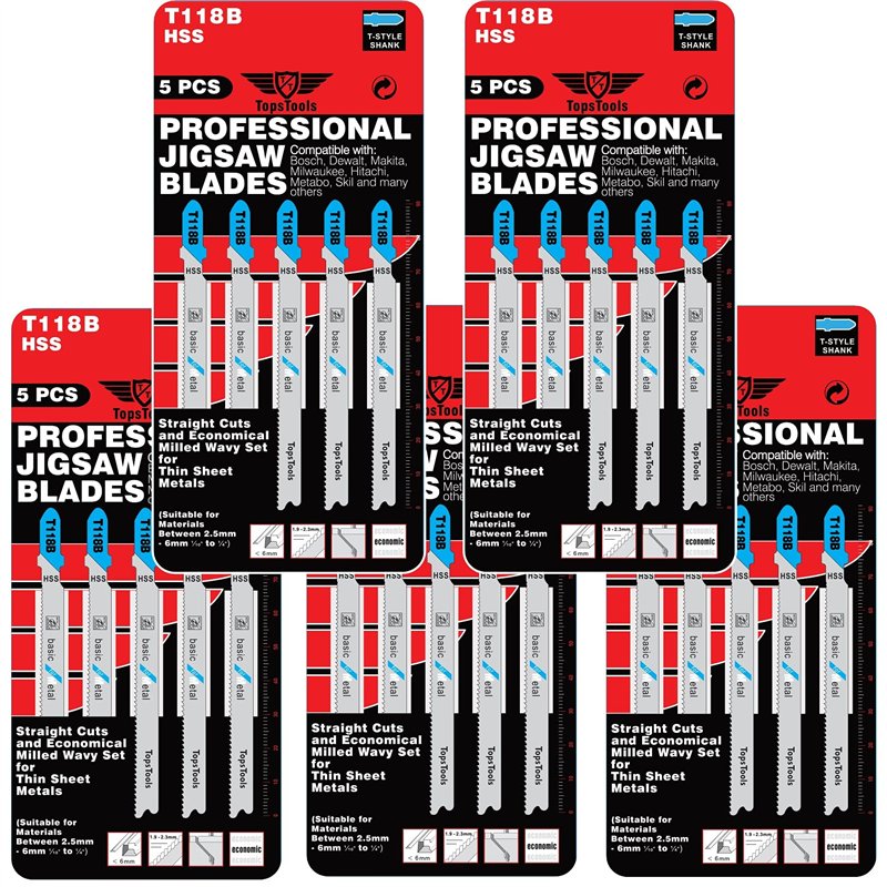 25 lames de scie sauteuse à métaux TopsTools T118B