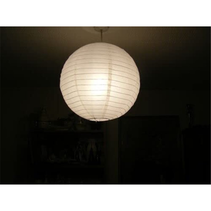 Image secondaire de Other Abat-jour rond classique en papier nervuré style bambou pour décoration de mariage - 30 cm, 60 W (blanc)