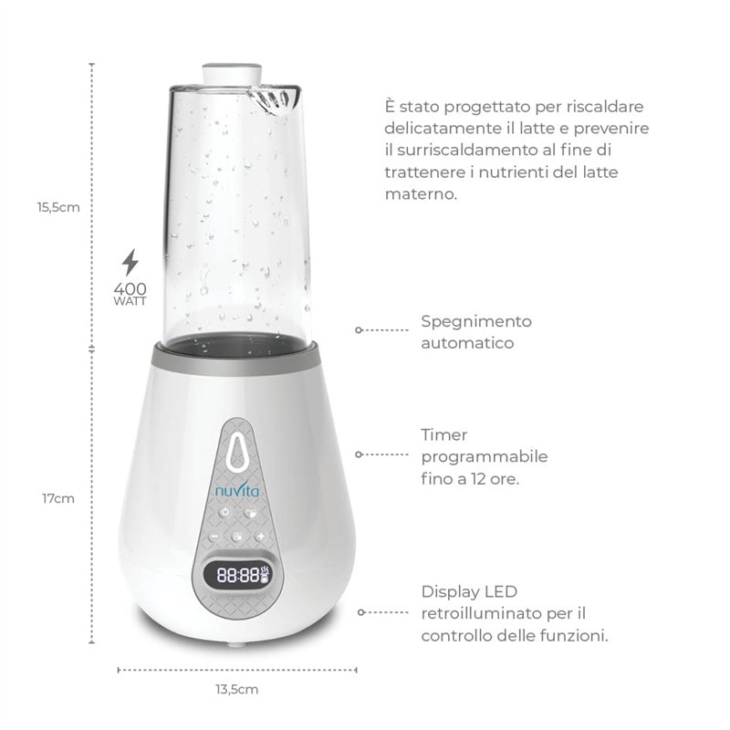 Image secondaire de Nuvita 1170 | Chauffe Biberon Digital | Sterilisateur Biberon | Préparateur de Biberon 2 en 1 | Préparateur Biberon Automatique